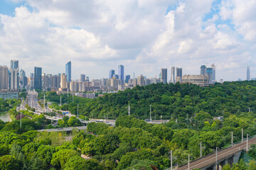 Wuhan city skyline scenery in Hubei, China