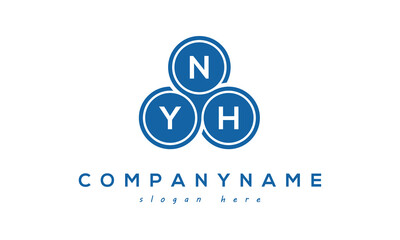 Fototapeta na wymiar NYH three letters creative circle logo design with blue