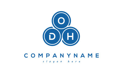 Fototapeta na wymiar ODH three letters creative circle logo design with blue