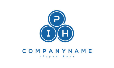 Fototapeta na wymiar PIH three letters creative circle logo design with blue