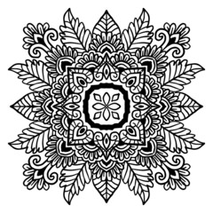Hand draw of mandala with floral ornament pattern.