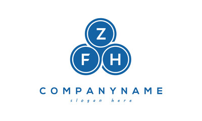 Fototapeta na wymiar ZFH three letters creative circle logo design with blue