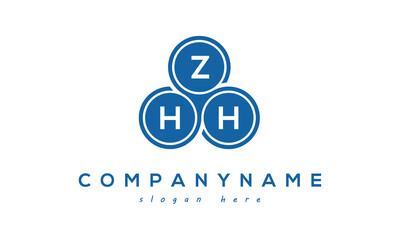Fototapeta na wymiar ZHH three letters creative circle logo design with blue