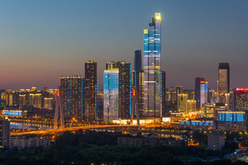 Naklejka premium Wuhan city skyline scenery in Hubei, China