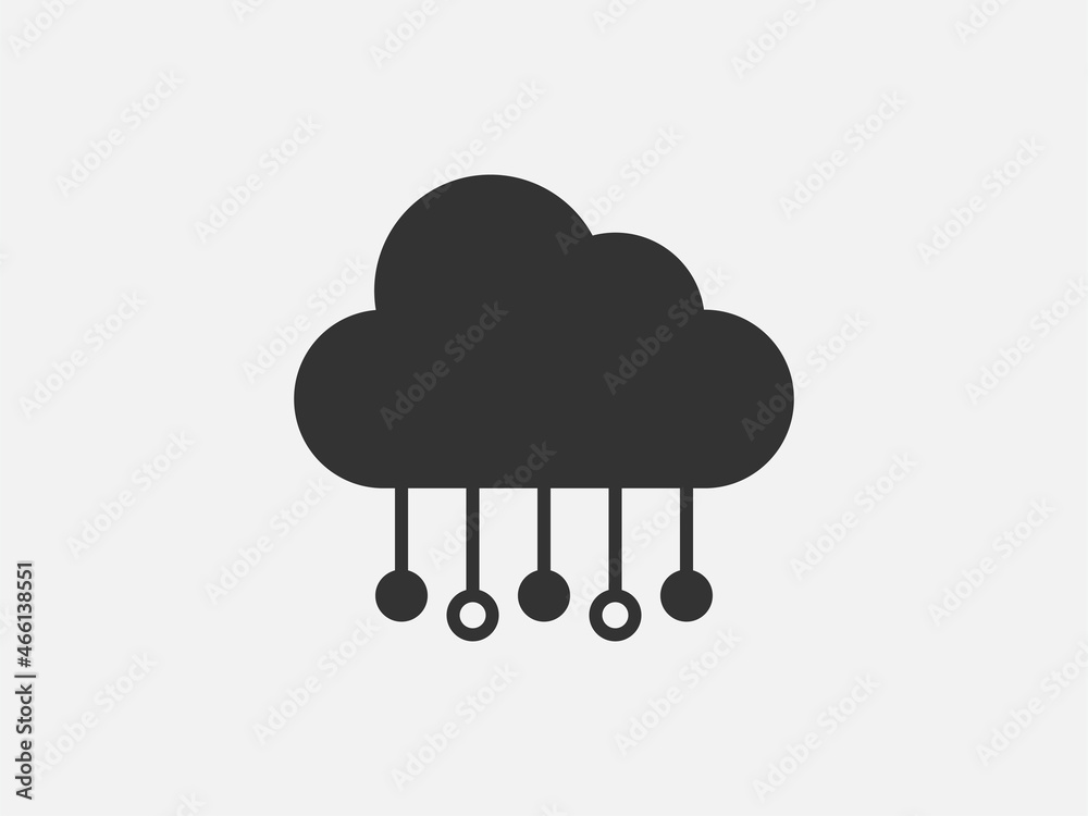 Poster technology icon vector cloud computing connection. big data global server. line design symbol.