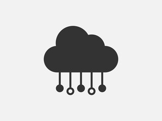 Technology icon vector cloud computing connection. Big data global server. Line design symbol.