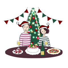 クリスマスパーティーをする男女