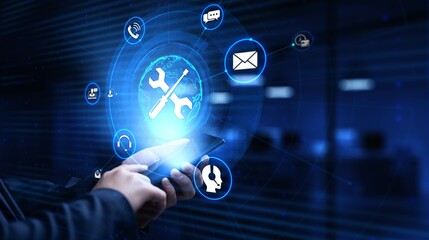 Support customer service business technology concept on virtual screen.
