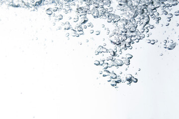 Bubbles of water on blue background