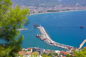 Lighthouse off the coast in the Turkish city of Alanya.