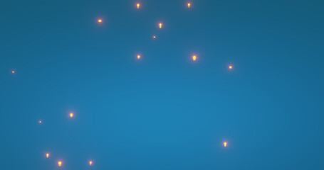 Render with glowing yellow spheres on a blue background