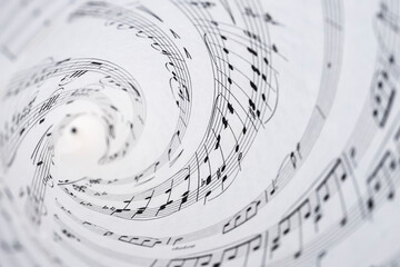 music note background with spiral