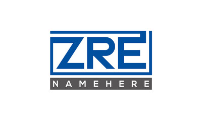 ZRE Letters Logo With Rectangle Logo Vector
