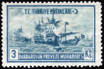 Republic of Turkey postage stamp. Republic of Turkey historical stamp. A postage stamp printed in Republic of Turkey.