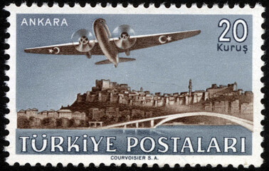 Republic of Turkey postage stamp. Republic of Turkey historical stamp. A postage stamp printed in Republic of Turkey.