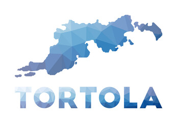 Low poly map of Tortola. Geometric illustration of the island. Tortola polygonal map. Vector illustration.