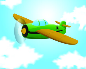 a plane clip art, cartoon, icon flying in the blue sky by vector design