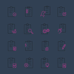 Clipboard icons set. Clipboard pack symbol vector elements for infographic web
