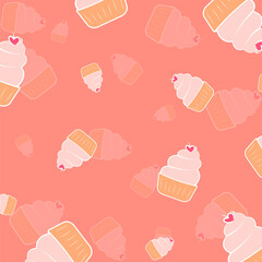 Cupcake pattern sweet food vector dessert pastry tasty cream