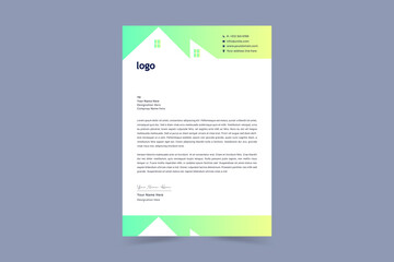 Real estate letterhead template. Creative  Clean business style print ready letterhead design for your corporate building and real estate project. The Letterhead Element Of Stationery Design. 