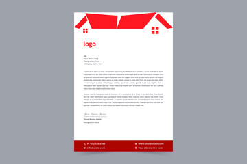 Real estate letterhead template. Creative  Clean business style print ready letterhead design for your corporate building and real estate project. The Letterhead Element Of Stationery Design. 