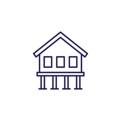 Stilt house line icon on white