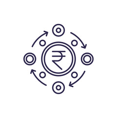 rupee exchange, money line icon