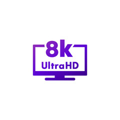 Fototapeta premium 8k Ultra HD TV icon, vector