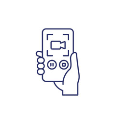 screen recording line icon with a phone