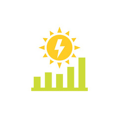 solar energy production level icon with a graph