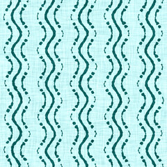 Aegean teal broken stripe rustic linen texture background. Summer line coastal living style. Light turquoise blue cloth effect textile seamless pattern. Washed out beach cottage fabric material. 