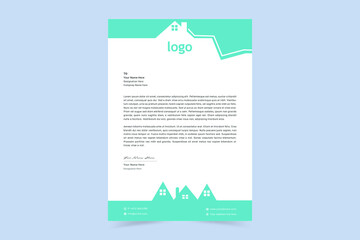 Real estate letterhead design. Professional business letterhead design. Corporate Letterhead Templates For Your architecture and real estate company. Vector Illustration