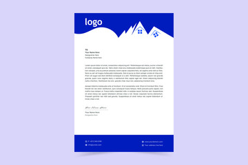 Real estate letterhead design. Professional business letterhead design. Corporate Letterhead Templates For Your architecture and real estate company. Vector Illustration