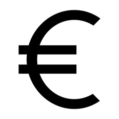 Euro symbol. European currency black sign. Vector isolated on white