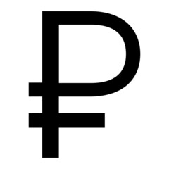 Russian rouble symbol. Currency black sign. Vector isolated on white