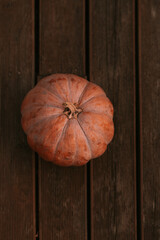 Pumpkin on the wooden floor
