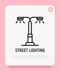 Street lighting thin line icon. Modern vector illustration of lantern.