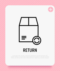 Parcel return, box with arrows thin line icon. Symbol for delivery service. Modern vector illustration.