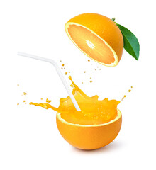 Naklejka na ściany i meble orange juice splashing