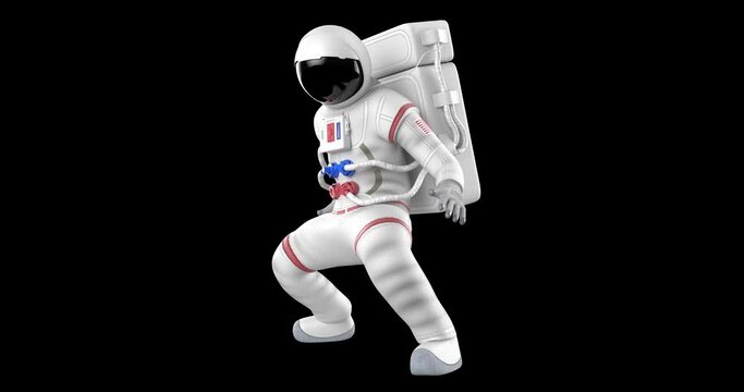 Astronaut Making Karate Moves. Fighting. Luma Channel. Space And Technology Related 3D Animation.