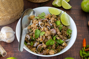 Laab Moo, Thai spicy ground pork, lemongrass and mint salad