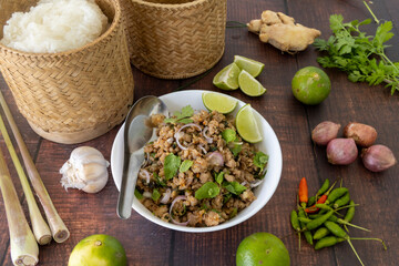 Laab Moo, Thai spicy ground pork, lemongrass and mint salad