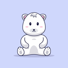 Obraz na płótnie Canvas Cute Polar Bear sitting adorable animal vector cartoon illustration