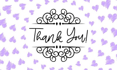 Thank You Card. Hand Written Lettering for Title, Heading, Photo Overlay, Wedding Invitation, Thank You Message