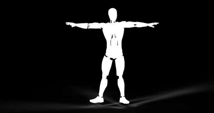 Funny Futuristic Robot Dancing. Feeling Happy. Luma Channel. Technology And Space Related 3D Animation.