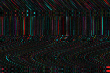 Glitch Noise psychedelic background Old TV screen error Digital pixel noise abstract design. Photo glitch. Television signal fail. Technical problem grunge wallpaper - 466151706