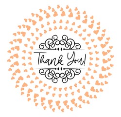 Thank You Card. Hand Written Lettering for Title, Heading, Photo Overlay, Wedding Invitation, Thank You Message