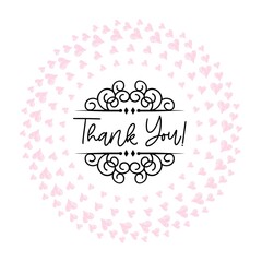 Thank You Card. Hand Written Lettering for Title, Heading, Photo Overlay, Wedding Invitation, Thank You Message