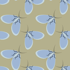 Illustration on a square background - stylized moths - graphics. Summer, insects, unbearable ease of life