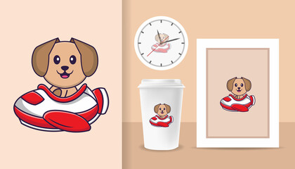 Cute dog cartoon character. Prints on T-shirts, sweatshirts, cases for mobile phones, souvenirs. Isolated vector illustration.